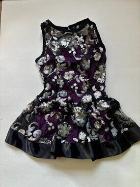 Curtain Call Black Silver Sequin Lace Dance Costume Dress Pink Tutu CSM